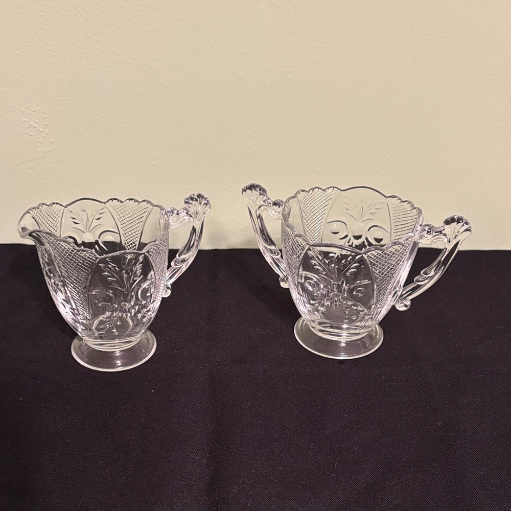 Vintage Fostoria Baroque Creamer and Sugar Set